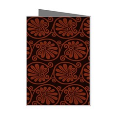 Brown Floral Pattern Floral Greek Ornaments Mini Greeting Cards (pkg Of 8) by nateshop