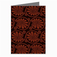 Brown Floral Pattern Floral Greek Ornaments Greeting Card by nateshop