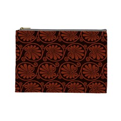 Brown Floral Pattern Floral Greek Ornaments Cosmetic Bag (large) by nateshop