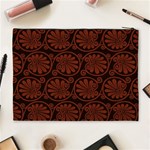 Brown Floral Pattern Floral Greek Ornaments Cosmetic Bag (XL) Back