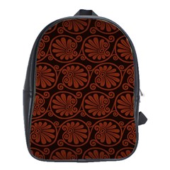 Brown Floral Pattern Floral Greek Ornaments School Bag (large)