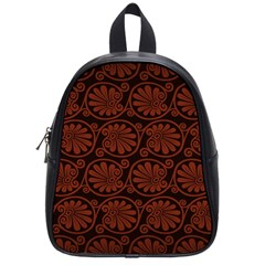 Brown Floral Pattern Floral Greek Ornaments School Bag (small) by nateshop