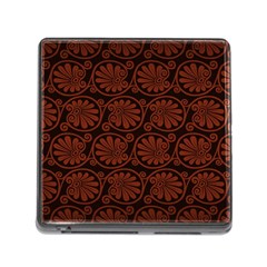 Brown Floral Pattern Floral Greek Ornaments Memory Card Reader (square 5 Slot) by nateshop