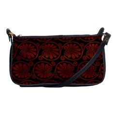 Brown Floral Pattern Floral Greek Ornaments Shoulder Clutch Bag by nateshop