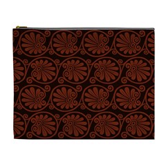 Brown Floral Pattern Floral Greek Ornaments Cosmetic Bag (xl) by nateshop