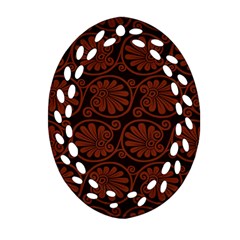 Brown Floral Pattern Floral Greek Ornaments Oval Filigree Ornament (Two Sides)