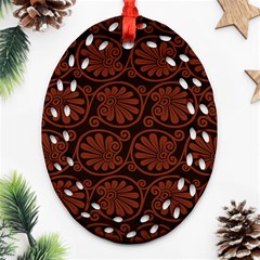 Brown Floral Pattern Floral Greek Ornaments Ornament (oval Filigree)