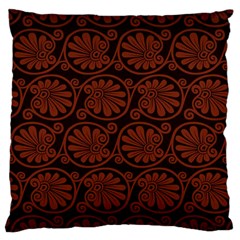 Brown Floral Pattern Floral Greek Ornaments Large Cushion Case (two Sides) by nateshop