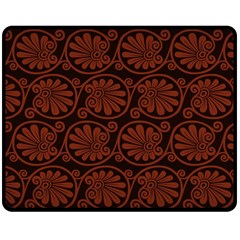 Brown Floral Pattern Floral Greek Ornaments Two Sides Fleece Blanket (medium) by nateshop