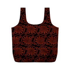 Brown Floral Pattern Floral Greek Ornaments Full Print Recycle Bag (m) by nateshop