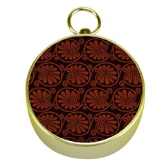 Brown Floral Pattern Floral Greek Ornaments Gold Compasses by nateshop