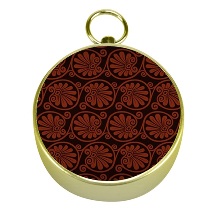 Brown Floral Pattern Floral Greek Ornaments Gold Compasses