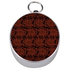 Brown Floral Pattern Floral Greek Ornaments Silver Compasses by nateshop