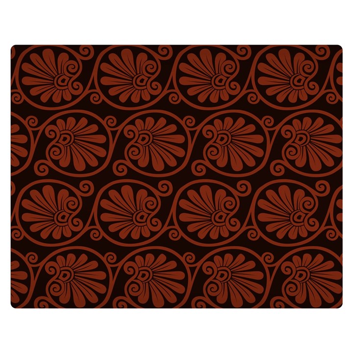 Brown Floral Pattern Floral Greek Ornaments Two Sides Premium Plush Fleece Blanket (Medium)