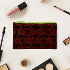 Brown Floral Pattern Floral Greek Ornaments Cosmetic Bag (xs) by nateshop