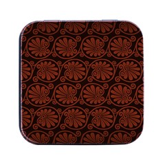 Brown Floral Pattern Floral Greek Ornaments Square Metal Box (black) by nateshop