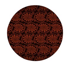 Brown Floral Pattern Floral Greek Ornaments Mini Round Pill Box by nateshop