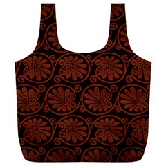 Brown Floral Pattern Floral Greek Ornaments Full Print Recycle Bag (xxxl) by nateshop