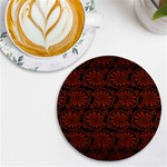 Brown Floral Pattern Floral Greek Ornaments UV Print Round Tile Coaster Front