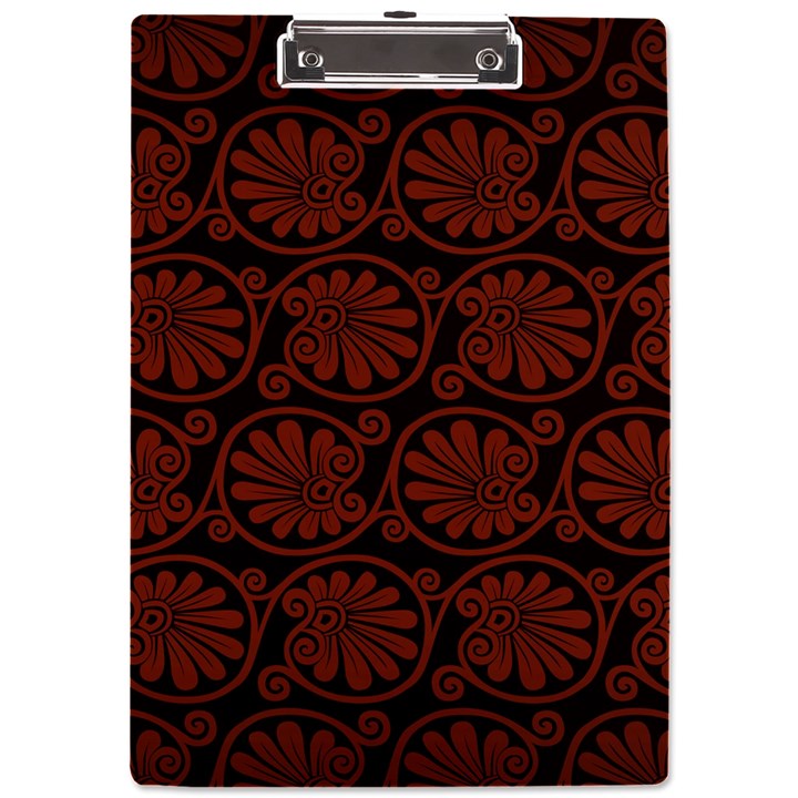 Brown Floral Pattern Floral Greek Ornaments A4 Acrylic Clipboard