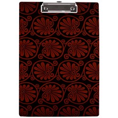 Brown Floral Pattern Floral Greek Ornaments A4 Acrylic Clipboard by nateshop