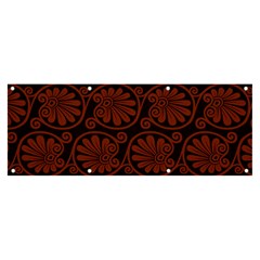 Brown Floral Pattern Floral Greek Ornaments Banner And Sign 8  X 3  by nateshop