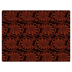 Brown Floral Pattern Floral Greek Ornaments Two Sides Premium Plush Fleece Blanket (Extra Small)