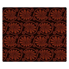 Brown Floral Pattern Floral Greek Ornaments Premium Plush Fleece Blanket (small) by nateshop