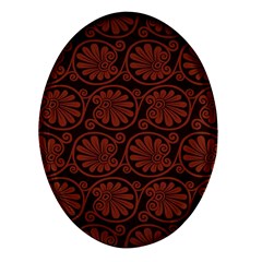 Brown Floral Pattern Floral Greek Ornaments Oval Glass Fridge Magnet (4 pack)