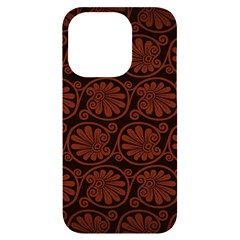 Brown Floral Pattern Floral Greek Ornaments Iphone 14 Pro Black Uv Print Case by nateshop