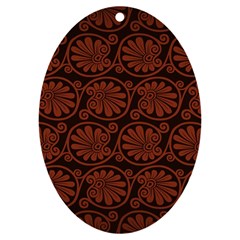 Brown Floral Pattern Floral Greek Ornaments Uv Print Acrylic Ornament Oval by nateshop