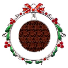 Brown Floral Pattern Floral Greek Ornaments Metal X mas Wreath Ribbon Ornament