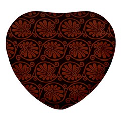 Brown Floral Pattern Floral Greek Ornaments Heart Glass Fridge Magnet (4 Pack) by nateshop