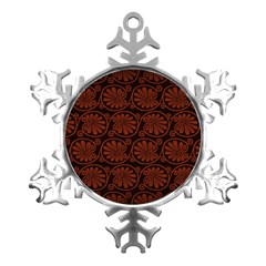 Brown Floral Pattern Floral Greek Ornaments Metal Small Snowflake Ornament by nateshop