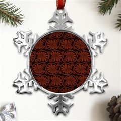 Brown Floral Pattern Floral Greek Ornaments Metal Small Snowflake Ornament by nateshop