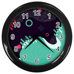 Colorful Background, Material Design, Geometric Shapes Wall Clock (black) by nateshop