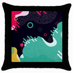 Colorful Background, Material Design, Geometric Shapes Throw Pillow Case (black) by nateshop