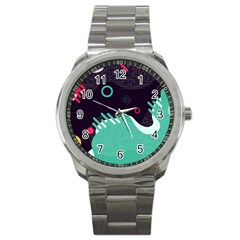 Colorful Background, Material Design, Geometric Shapes Sport Metal Watch by nateshop