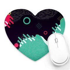 Colorful Background, Material Design, Geometric Shapes Heart Mousepad by nateshop