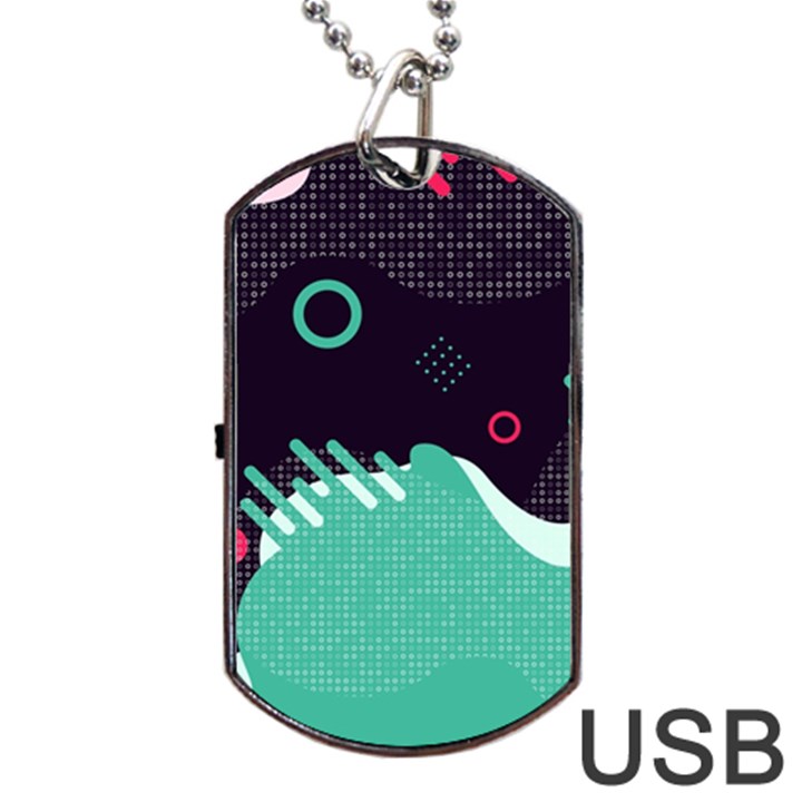 Colorful Background, Material Design, Geometric Shapes Dog Tag USB Flash (One Side)