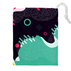 Colorful Background, Material Design, Geometric Shapes Drawstring Pouch (4xl) by nateshop