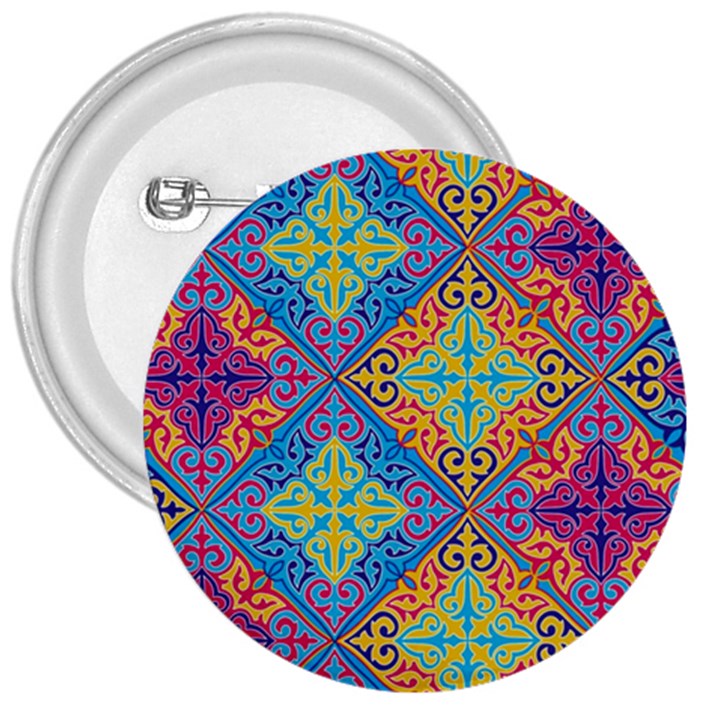 Colorful Floral Ornament, Floral Patterns 3  Buttons