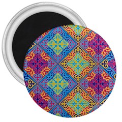 Colorful Floral Ornament, Floral Patterns 3  Magnets by nateshop