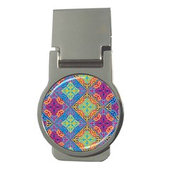 Colorful Floral Ornament, Floral Patterns Money Clips (round)  by nateshop