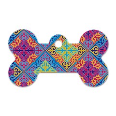 Colorful Floral Ornament, Floral Patterns Dog Tag Bone (one Side) by nateshop