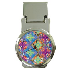 Colorful Floral Ornament, Floral Patterns Money Clip Watches by nateshop