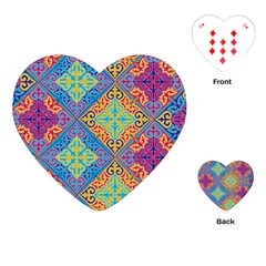 Colorful Floral Ornament, Floral Patterns Playing Cards Single Design (heart) by nateshop