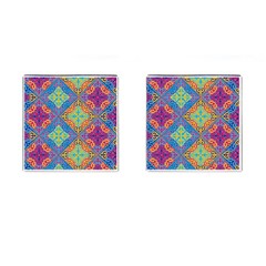 Colorful Floral Ornament, Floral Patterns Cufflinks (square) by nateshop