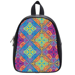 Colorful Floral Ornament, Floral Patterns School Bag (small) by nateshop