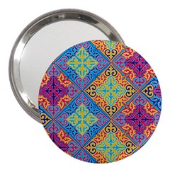 Colorful Floral Ornament, Floral Patterns 3  Handbag Mirrors by nateshop